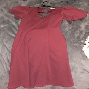 Cross cross maroon dress